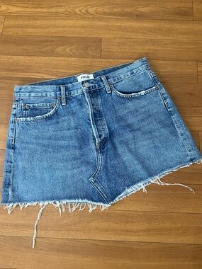 Agolde Medium Blue Frayed Denim skirt | size 29
